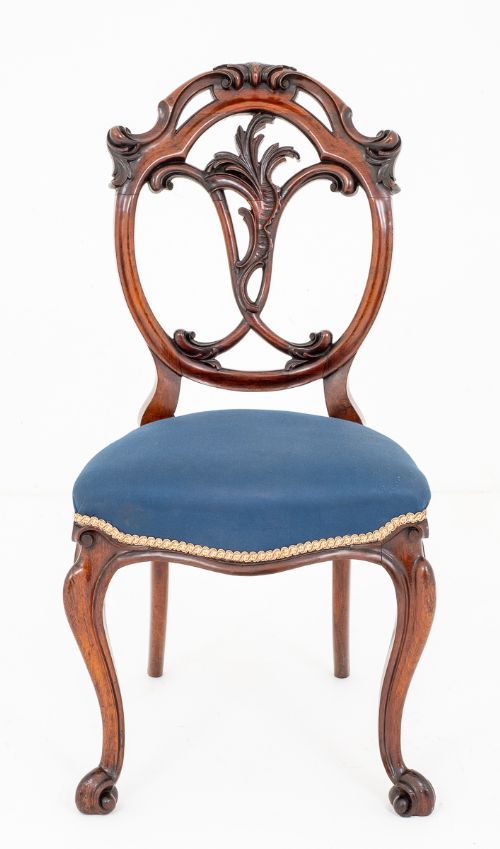 fig 1. Wonderful Set of 6 Rosewood Cabriole Leg Dining Chairs