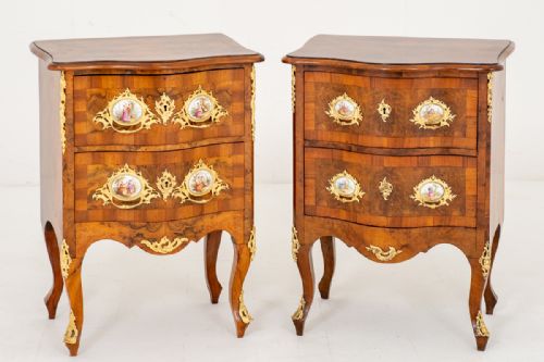 A Good Pair (Almost Matching) of French Walnut Bedside Cabinets