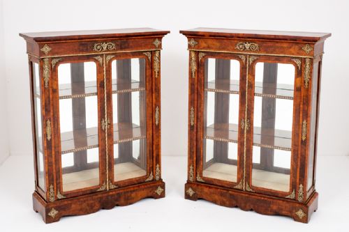 fig 1. Stunning Pair of Walnut Display Cabinets