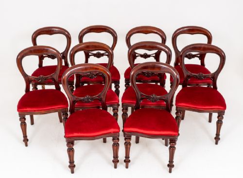 Set of 10 Mahogany Victorian Style Dining Chairs