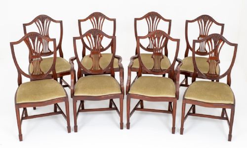 Set of 8 Mahogany Shield Back Dining Chairs