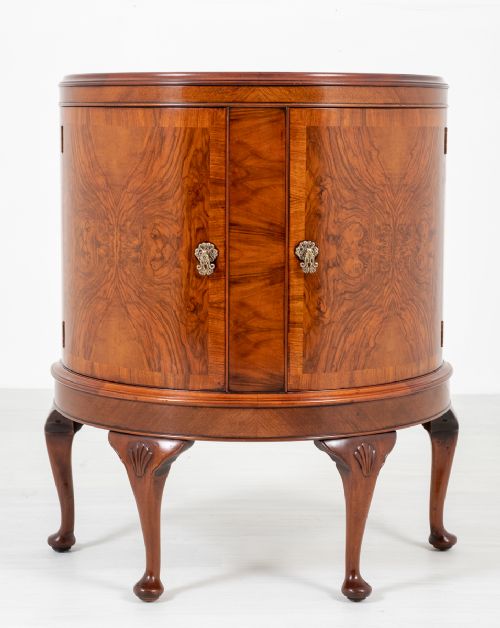fig 1. Walnut Queen Anne Style Demi Lune Side Cabinet
