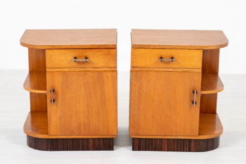 Pair of Oak Art Deco Bedside Cabinets