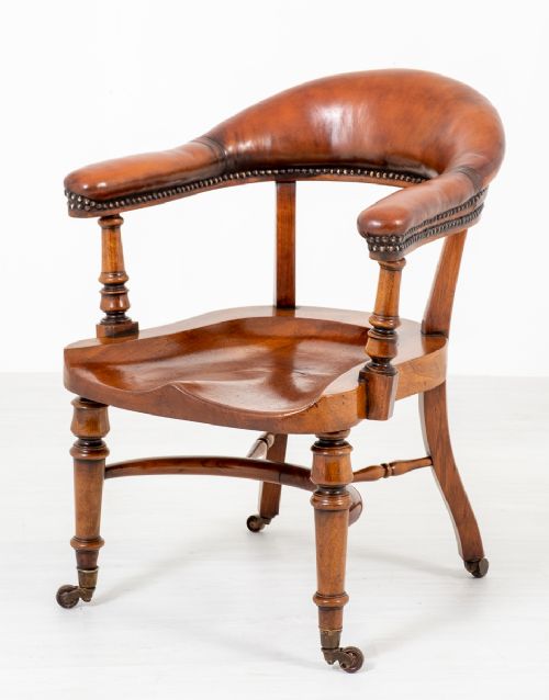 Beautiful  Walnut and Leather Desk Chair