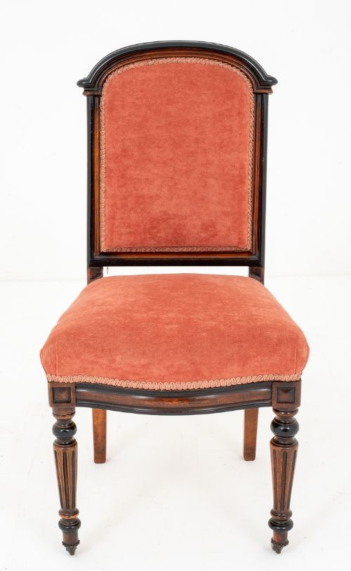 fig 1. Very Pretty Set of 6 Walnut and Ebony Salon Chairs