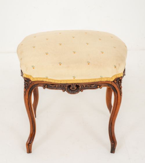 French Carved Walnut Stool