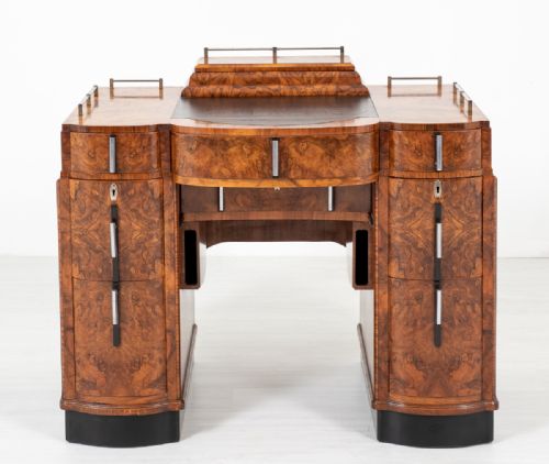 fig 1. Stunning Art Deco Burr Walnut Desk