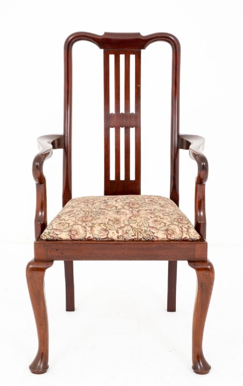 fig 1. Set of 6 Mahogany Queen Anne Style Dining Chairs