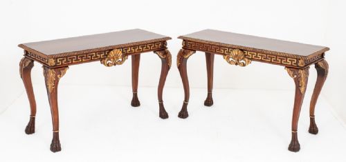 Pair of Mahogany and Gilt Console Tables
