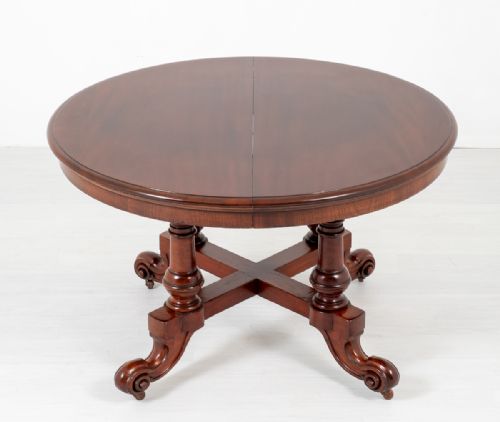 fig 1. Victorian Mahogany Extending Circular Dining Table.