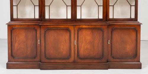 fig 1. Mahogany Hepplewhite Style Breakfront Bookcase