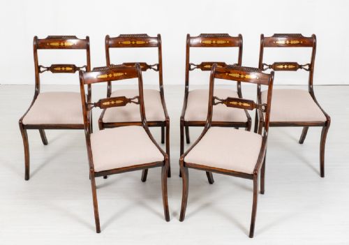 Set of 6 Regency Simulated Rosewood Dining Chairs