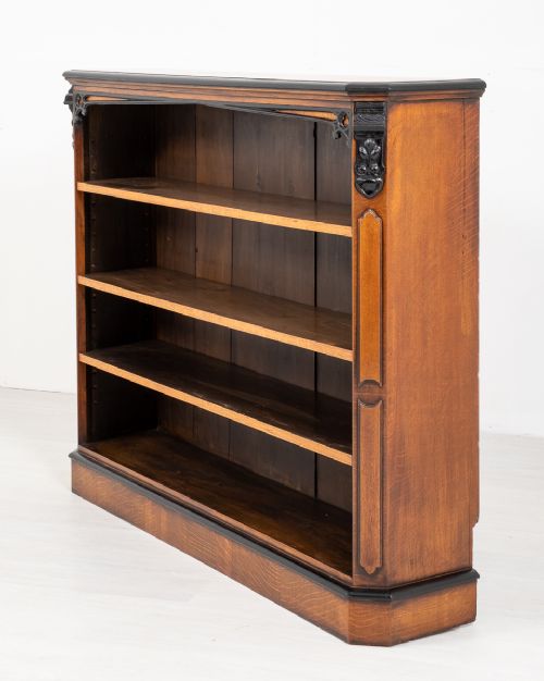 Victorian Blonde Oak Open Bookcase