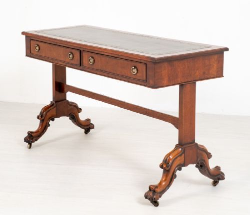 Early Victorian Mahogany 2 Drawer Library Table