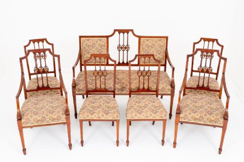 Elegant Sheraton Revival Inlaid Parlour Suite