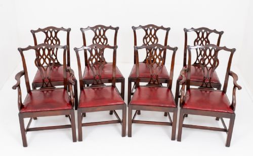 Set of 8 Mahogany Chippendale Style Dining Chairs