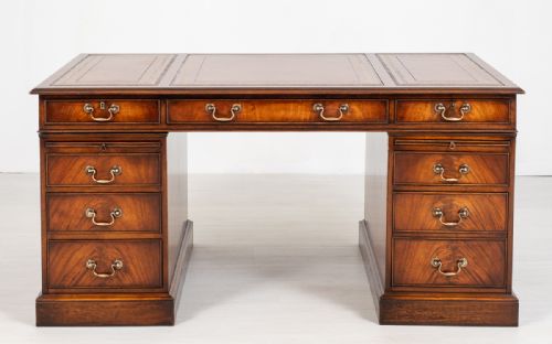 fig 2. Mahogany 2 Pedestal Desk with Georgian Influences