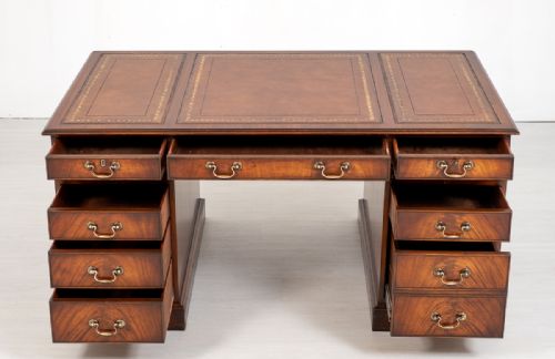 fig 1. Mahogany 2 Pedestal Desk with Georgian Influences