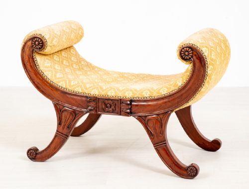 Pretty William IV Style Carved Mahogany Stool