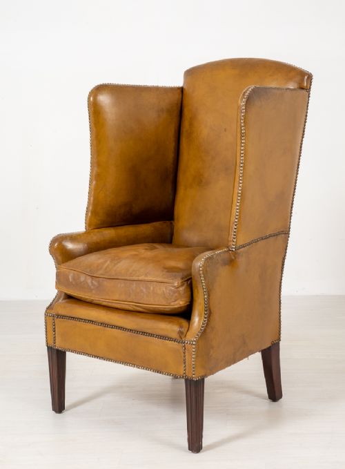 Georgian Style Leather Porters Chair