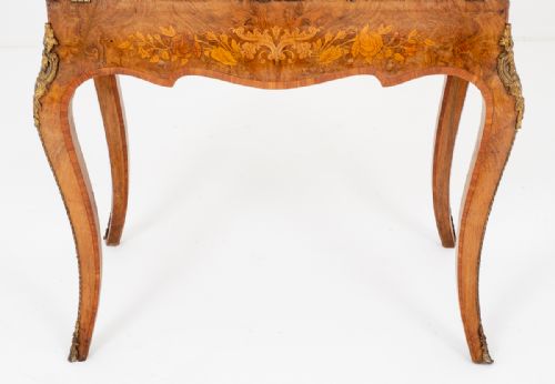 FRENCH WALNUT AND MARQUETRY BONHEUR DE JOUR - ADDITIONAL PHOTO 3