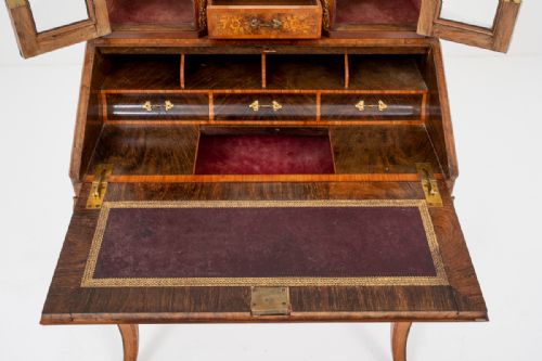 FRENCH WALNUT AND MARQUETRY BONHEUR DE JOUR - ADDITIONAL PHOTO 9