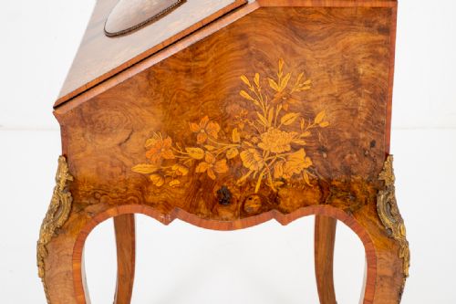 FRENCH WALNUT AND MARQUETRY BONHEUR DE JOUR - ADDITIONAL PHOTO 13