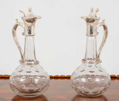 Pair of Victorian Cut Glass Claret Jugs