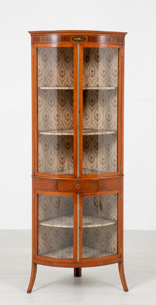 Pretty Satinwood Bow Corner Cabinet