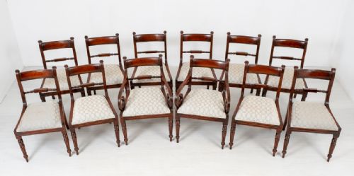 Set of 12 Mahogany Regency Style Dining Chairs