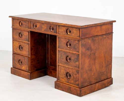 Victorian Burr Walnut Kneehole Desk