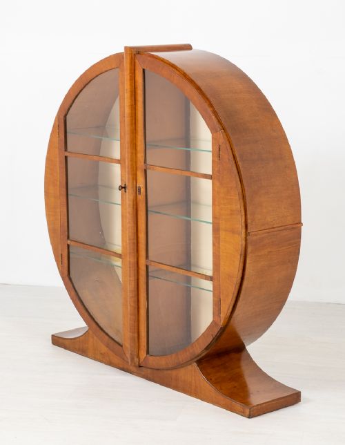 Stylish Art Deco Walnut Display Cabinet