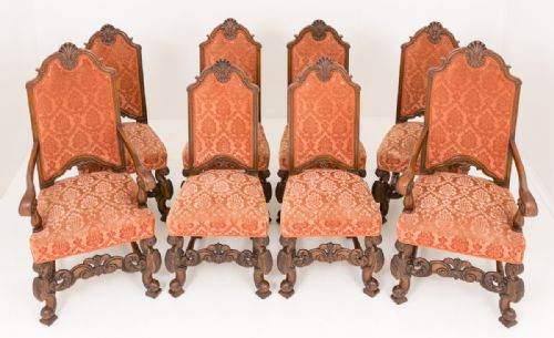 Imposing Set of 8 (6 + 2) Oak Dining Chairs