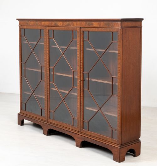 Georgian Style Mahogany 3 Door Glazed Bookcase