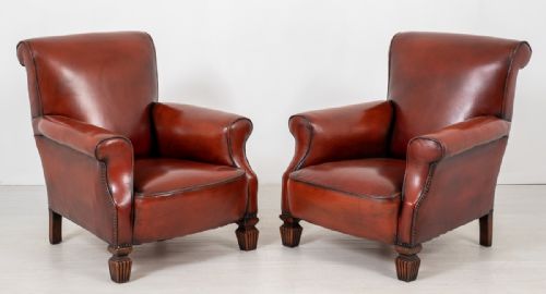Pair of Victorian Leather Club Chairs