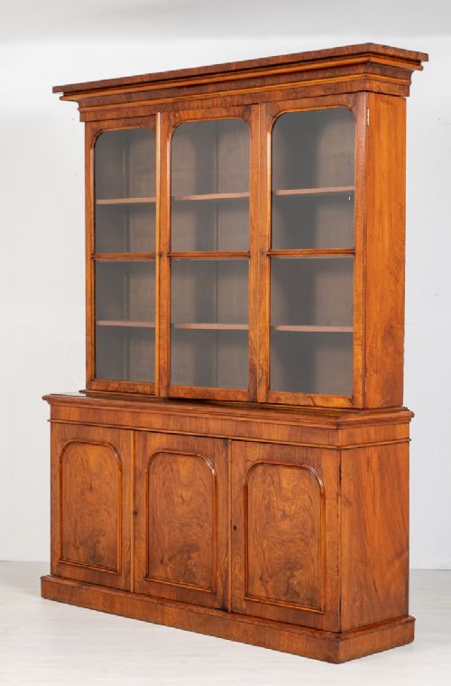 Victorian Walnut 3 Door Library Bookcase