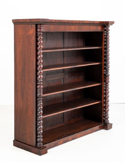 Victorian Rosewood Large Open Bookcase of Inverted Form