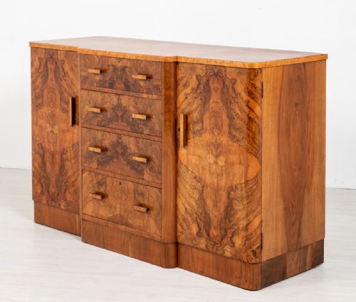 Superb Art Deco Figured Walnut Sideboard