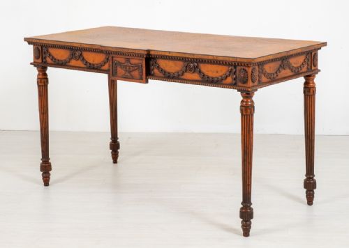 Oak Carved and Inlaid Console Table