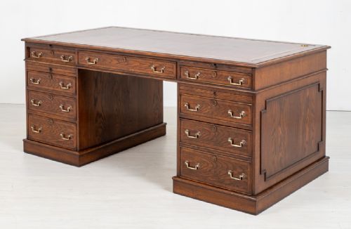 Large 2 Pedestal Oak Desk
