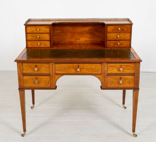 fig 1. A Satinwood Sheraton Design Carlton House Type Desk