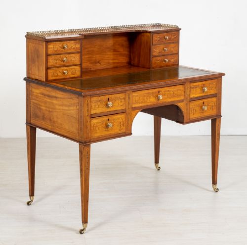 A Satinwood Sheraton Design Carlton House Type Desk