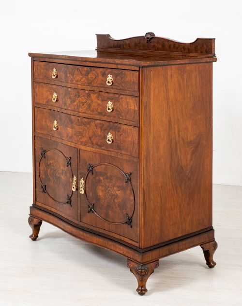 Superb Burr Walnut Serpentine Chest / Cabinet