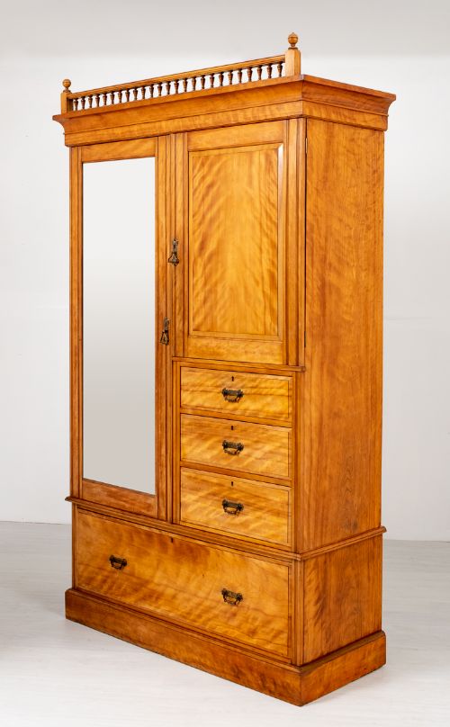 Victorian Satin Birch Compactum Wardrobe
