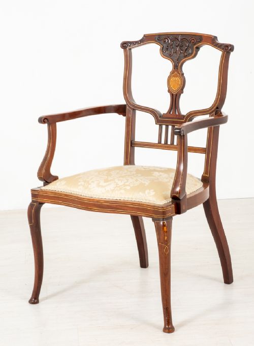 Very Pretty Art Nouveau Mahogany Elbow Chair