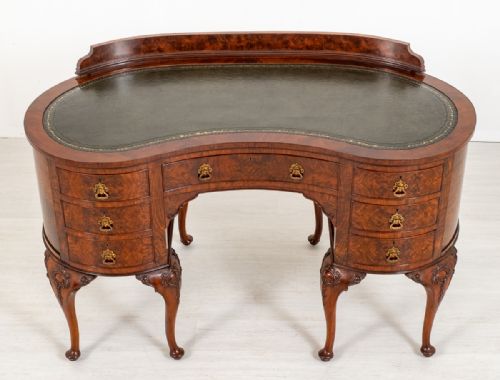 fig 1. Stunning Burr Walnut Kidney Shaped Desk