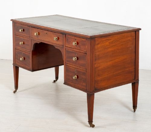 Mahogany Sheraton Revival Kneehole Writing Desk.