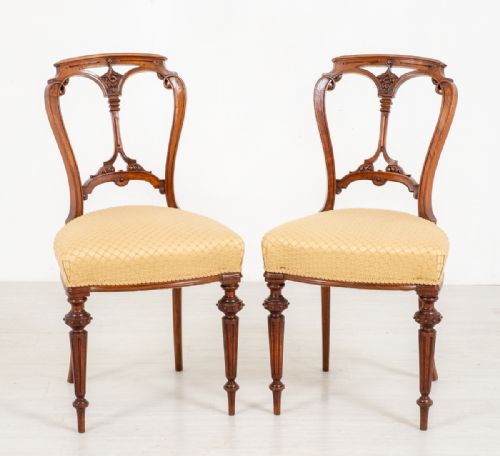 Pretty Pair of Victorian Walnut Chairs