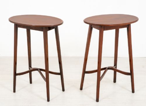 Pair of Mahogany Sheraton Revival Occasional Tables