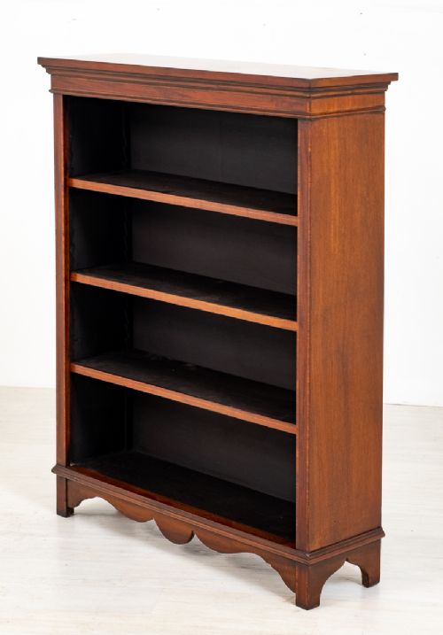 Victorian Mahogany Inlaid Open Bookcase.